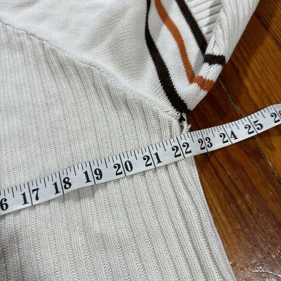 Old Skool Urban Wear Sz L Brown Orange Striped Sweater Turtleneck 100% Acrylic - Picture 6 of 10